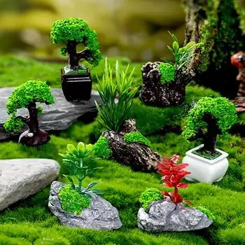 Кукольный домик Мини Имитация Зеленого Растения Модель Кукольный Домик Сделай Сам Домашний Сад Декор Сцены На Открытом Воздухе