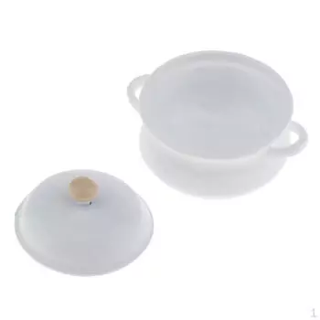 Кукольный домик Миниатюра 1:12 игрушечных кухонных металлических белых кастрюль для супа