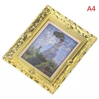 Кукольный домик Миниатюра 1:12 мини-декоративных аксессуаров, антикварная картина маслом в рамке