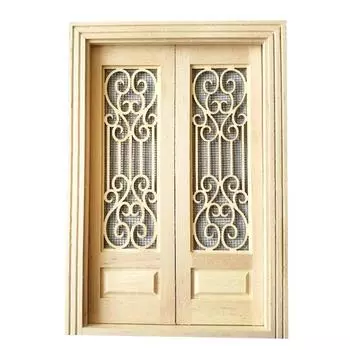 Кукольный домик миниатюрная деревянная внешняя полая двойная дверь для кукольной мебельной ширмы