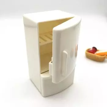 Кукольный домик Миниатюрная кухня Белый деревянный холодильник с морозильной камерой Детские игрушки