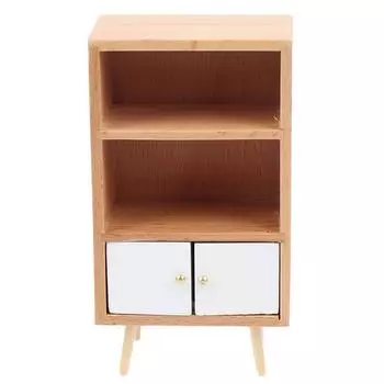 Кукольный домик Миниатюрная мебель Многофункциональный деревянный шкаф Книжный шкаф Книжная полка для ролевых игрушек жёлтый