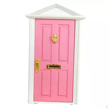 Кукольный домик миниатюрная розовая деревянная дверь снаружи