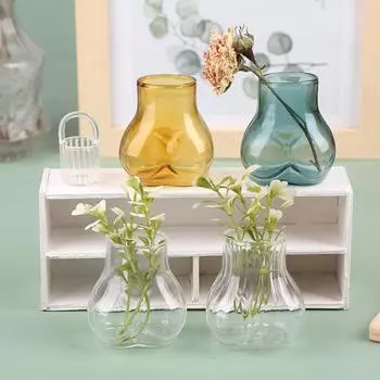 Кукольный домик Миниатюрная стеклянная ваза Имитация вазы-задницы Полосатая цветочная корзина Мини-цветочная композиция Модель вазы Садовый декор Игрушка