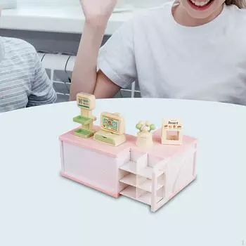 Кукольный домик Миниатюрный кассовый аппарат Кукольный домик Мебель Ролевая игра Мини Веселье 1:12 весов для малышей Green