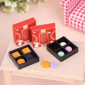 Кукольный домик Миниатюрный лунный пряник середины осени Моделирование лунного пирога Еда Десерт Модель Игрушка Девочки A