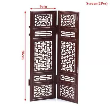 Кукольный домик миниатюрный складной экран флейта лютня гучжэн веер жизненная сцена орнамент Fan(Random Color)