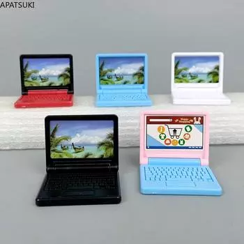 Кукольный домик миниатюрный современный компьютерный настольный компьютер для куклы Барби украшения аксессуары детские игрушки Рождественский подарок 1:6 игрушек чёрный