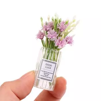 Кукольный домик Миниатюры Стеклянная ваза Модель Кукольный дом Аксессуары Декор Игрушечные украшения