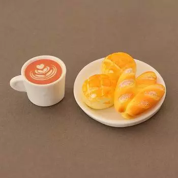 Кукольный домик Моделирование Мини Хлеб Кофе Миниатюрная еда Игрушка из смолы Модель Сцена своими руками Небольшие аксессуары A4