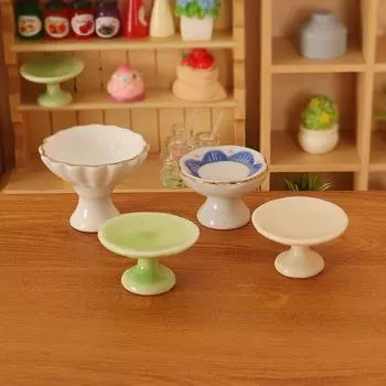 Кукольный домик Моделирование Миниатюрная керамическая тарелка Модель Украшения Домашняя сцена Фруктовая тарелка Украшения