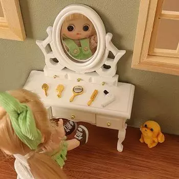 Кукольный домик Моделирование Миниатюрный гребень для волос Зеркало Фен Модель Сцена Украшения