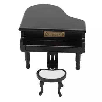 Кукольный домик Пианино 1:12-дюймовая музыкальная шкатулка, простое в эксплуатации, прочное миниатюрное пианино со скамейкой для самостоятельного изготовления