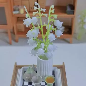 Кукольный домик с растением в горшке, реалистичный мини-компактный ландыш, 1/12, тонкая работа, реалистичное миниатюрное растение для кукольного домика