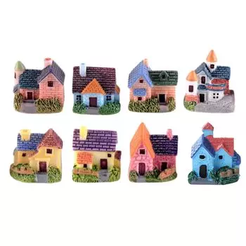 Кукольный домик SELECOCO, миниатюрный мох, террариум, сад бонсай, микроландшафтный декор, террариум, фигурка, ландшафт, сделай сам, европейская вилла, 8 предметов (B-набор)