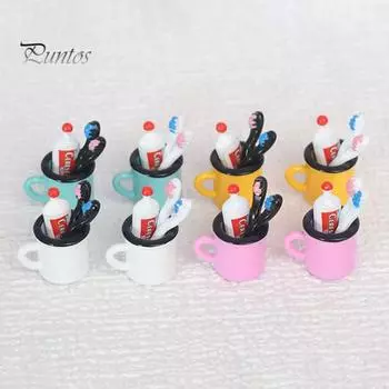 Кукольный домик в миниатюре «Матч 1»:6 и 1:12 кукол, реалистичная зубная паста из сплава, зубная щетка, мини-набор чашек для кукольного дома, аксессуары, игрушки B жёлтый