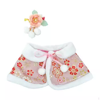 Кукольный Год Накидка Миниатюрная Одежда Сделай Сам с Аксессуаром Для Волос Пончо для 14.96 дюймов розовый