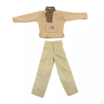 Кукольный костюм с длинными рукавами / 6 аксессуаров для солдатской одежды Светло-желтый