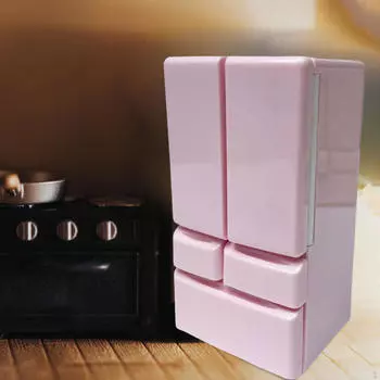 Кукольный мини-холодильник, мебель 1/12 масштаба, двойная дверь для кухни розовый