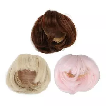 Кукольный парик с челкой Кукольные мягкие гибкие короткие прямые волосы для куклы 1/6 6,16,7 дюймов Dark Brown