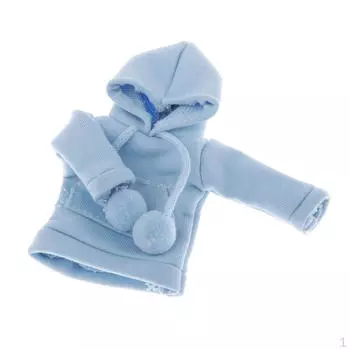 Кукольный пуловер с капюшоном, одежда для аксессуаров 12 дюймов, синий