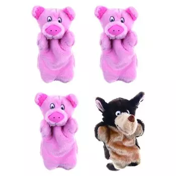 Кукольный спектакль «Три поросенка» с картинками из книги-рассказа «Хамило» из 4 предметов