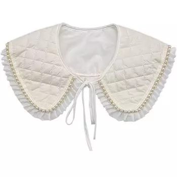 Кукольный воротник, поддельный воротник, большой отворот, ромб, жемчуг, утолщенный и прессованный, поддельный воротник, женский, универсальный, с краем в виде листа лотоса, маленький