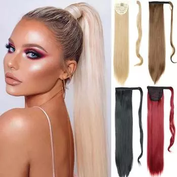 Кукурузный прямой длинный синтетический хвостик с накидкой на заколке для наращивания волос Конский хвост с эффектом омбре 16