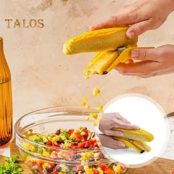 Кукурузочистка Быстрый сепаратор кукурузных початков Инструмент для быстрой резки зерен Нескользящая ручка Лезвие из нержавеющей стали Легкий очиститель кукурузных початков для салатов Тако Торты жёлтый