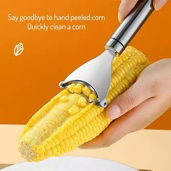 Кукурузочистка из нержавеющей стали Кукурузочистка с эргономичной ручкой Легко очищает отдельно и наслаждается свежей кукурузой Овощечистка из нержавеющей стали