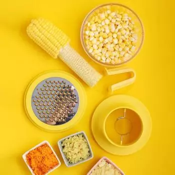Кукурузочистка Yousheng Устройство для очистки кукурузы с острым лезвием, встроенная терка для чашек, резак для кукурузных зерен, терка для имбиря, инструмент для удаления кукурузных початков, инструмент для удаления кукурузных початков жёлтый