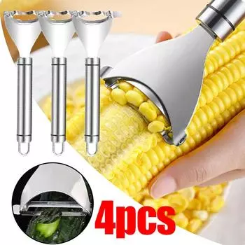 Кукурузоочиститель из нержавеющей стали Зубчатый очиститель кукурузы Очиститель кукурузы Кукурузная щетка Строгальный станок Молотилка Резак Кухонный инструмент для фруктов и овощей 1pcs