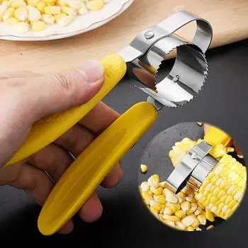 Кукурузоочиститель Кухонный инструмент Бытовая ручная машина для разделения и молотилки кукурузы Многофункциональный строгальный станок из нержавеющей стали для кукурузы жёлтый