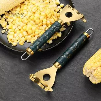 Кукурузоочиститель Нержавеющий инструмент для очистки кукурузных початков Резак Удобная рукоятка Кукурузомолотка Быстрое очистка Кухонный гаджет золотистый