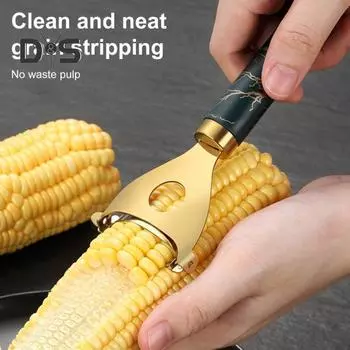 Кукурузоочиститель Нержавеющий инструмент для очистки кукурузных початков Резак Удобная рукоятка Кукурузомолотка Быстрое очистка Кухонный гаджет золотистый