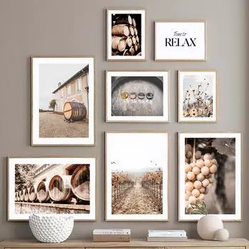 Культура вина, виноградное поместье, дубовые бочки, принты, клубный декор, постеры, холст, живопись, настенные художественные фотографии, украшение для гостиной, бара 21X30cm No Frame