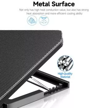 Кулер для ноутбука MC Q100 Охлаждающая подставка для ноутбука с 2 вентиляторами, малошумная конструкция и 4-уровневая регулируемая высота чёрный