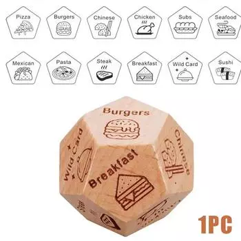 Кулинарные кубики Еда Dicesion Игра Деревянные кубики Идеи для свиданий в паре Забавный подарок для пар Годовщина Хэллоуин День святого Валентина 1PC
