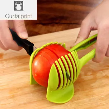 Кулинарные принадлежности Пластиковый держатель для инструментов для резки картофеля, помидоров, лимона и измельчителя зелёный