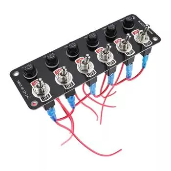 Кулисный переключатель, 6-местная круглая панель кулисного переключателя, водонепроницаемый, простой в установке переключатель 12 В, 24 В, предохранители 10 А для лодок, автофургонов