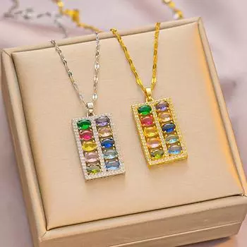 Кулон Abacus Благоприятное ожерелье Ruyi в этническом стиле с красочными ювелирными изделиями с бриллиантами