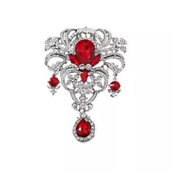 Кулон Брошь со стразами Полая Роскошные украшения Элегантная брошь-цветок Награда красный