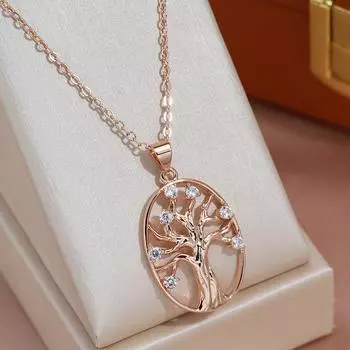 Кулон «Древо жизни» золотого цвета с цирконом, ожерелья, роскошные свадебные женские украшения