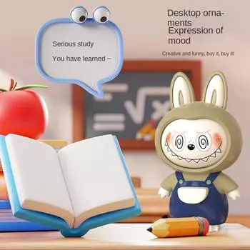 Кулон-фигурка Labbubu, игрушка, меняющая лицо, кукла Labbubu, милый мультфильм, аниме, игрушки-фиджеты, игрушки-антистресс для взрослых и детей, подарок синий