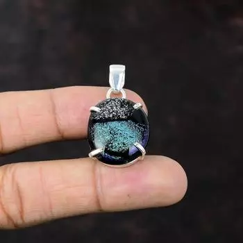 Кулон из американского дихроичного стекла, подвеска из стерлингового серебра 925 пробы, красивые ювелирные изделия из драгоценных камней, этнический кулон ручной работы, подарок для женщин, приличный кулон