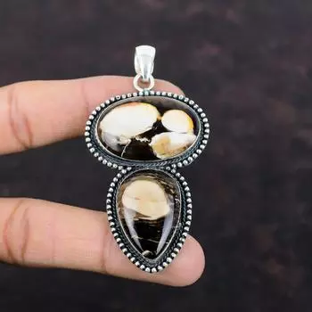 Кулон из арахисового дерева с яшмой, элегантные ювелирные изделия ручной работы, подвеска из стерлингового серебра 925 пробы, кулон с драгоценным камнем, подарок для мамы, винтажный кулон, серебряные украшения