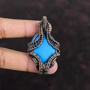 Кулон из бирюзы «Спящая красавица», подвеска из медной проволоки с драгоценными камнями, ювелирные изделия ручной работы из меди, уникальный кулон в подарок для нее, ювелирные изделия из проволоки