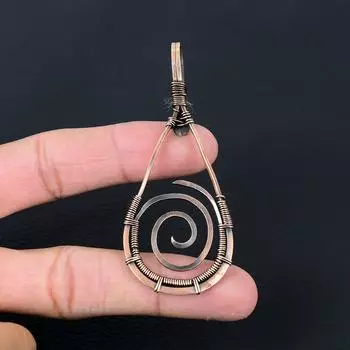 Кулон из чистой меди, окисленный драгоценный камень, ювелирные изделия ручной работы из чистой медной проволоки, обернутые драгоценными камнями 2.17 Inches