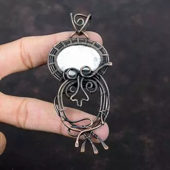 Кулон из драгоценного камня Хаулит, обернутый медной проволокой, потрясающий медный кулон, ювелирные изделия из Хаулита ручной работы, подарок для мамы, потрясающий кулон из проволоки