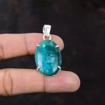 Кулон из хризоколлы, подвеска из стерлингового серебра 925 пробы, очень красивые ювелирные изделия из драгоценных камней, кулон ручной работы, уникальный дизайн, подарок для женщин, эффектные ювелирные изделия